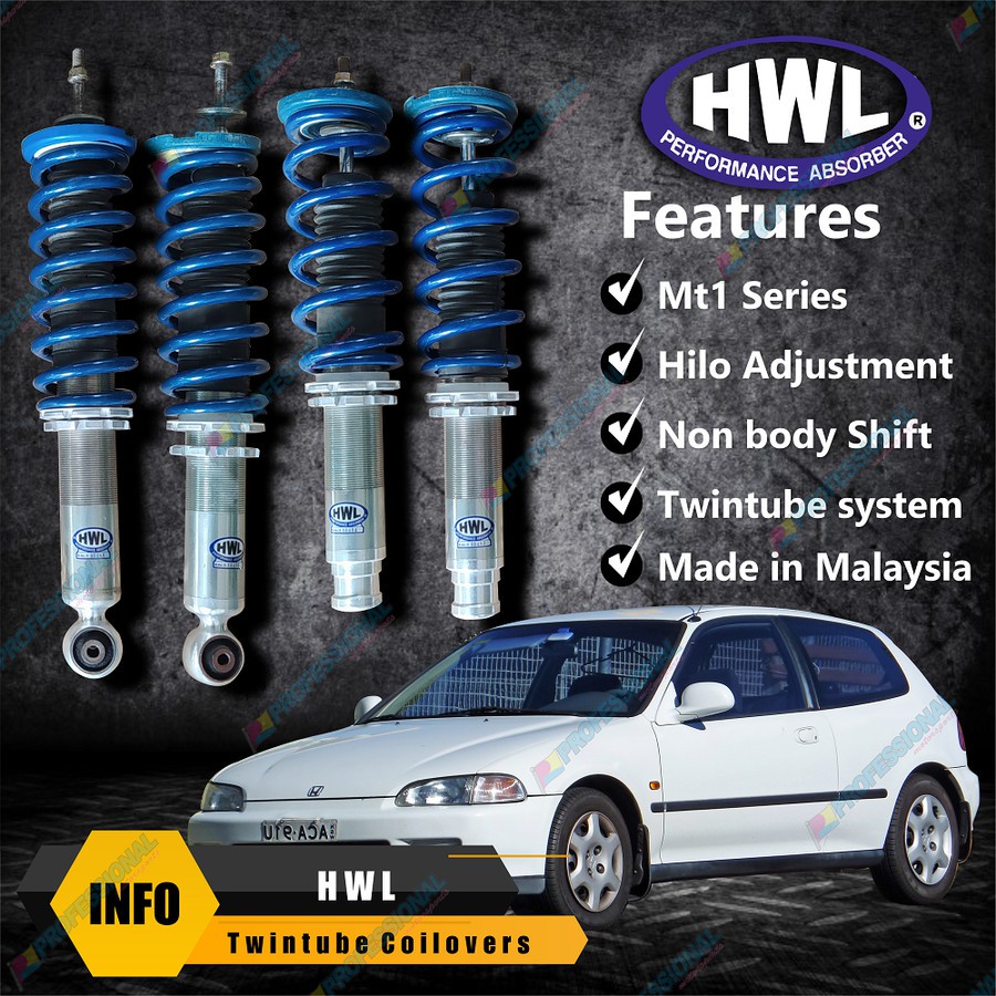 COILOVER HWL MT1 CIVIC GENIO ESTILO SHOCKBREAKER ADJUSTABLE