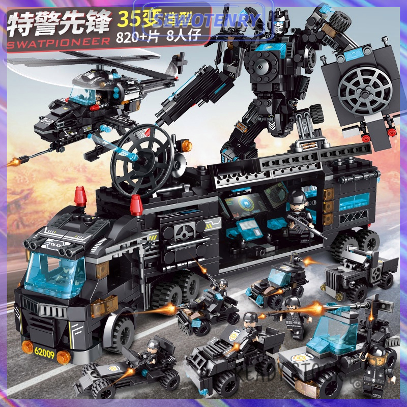 【COD】1000PCS Robot Polisi Mainan Brick Blok / Police Vehicle Hawk SWAT Mainan / Hadiah Ulang Tahun Mainan / Anak Laki Laki