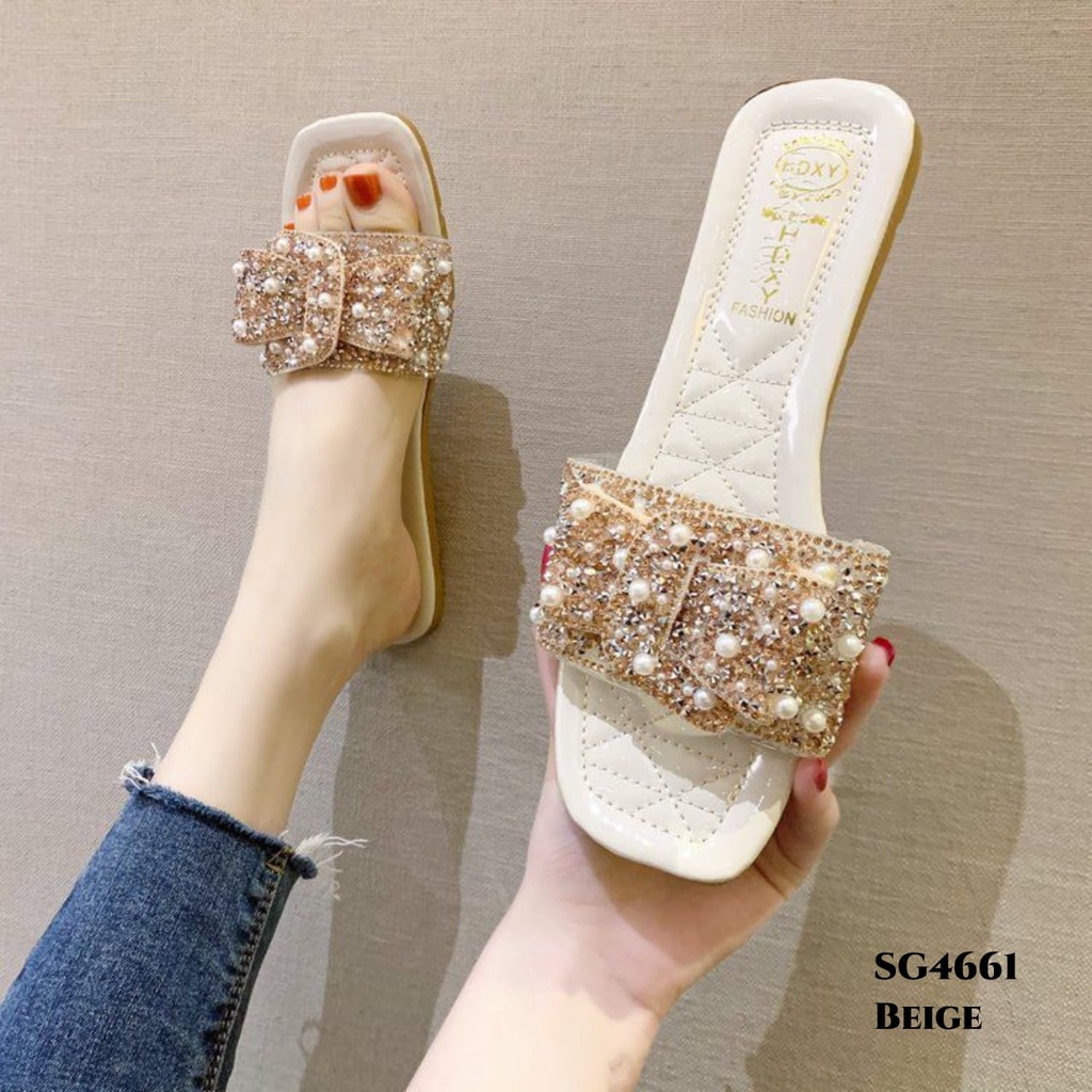 RESTOCK WYN SANDAL RIBBON FULL DIAMOND FASHION KOREA SG4661