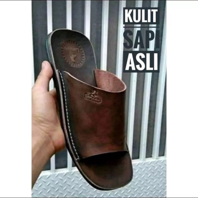 Sendal model kokop pria kulit asli 100% sol karet tpr anti slip