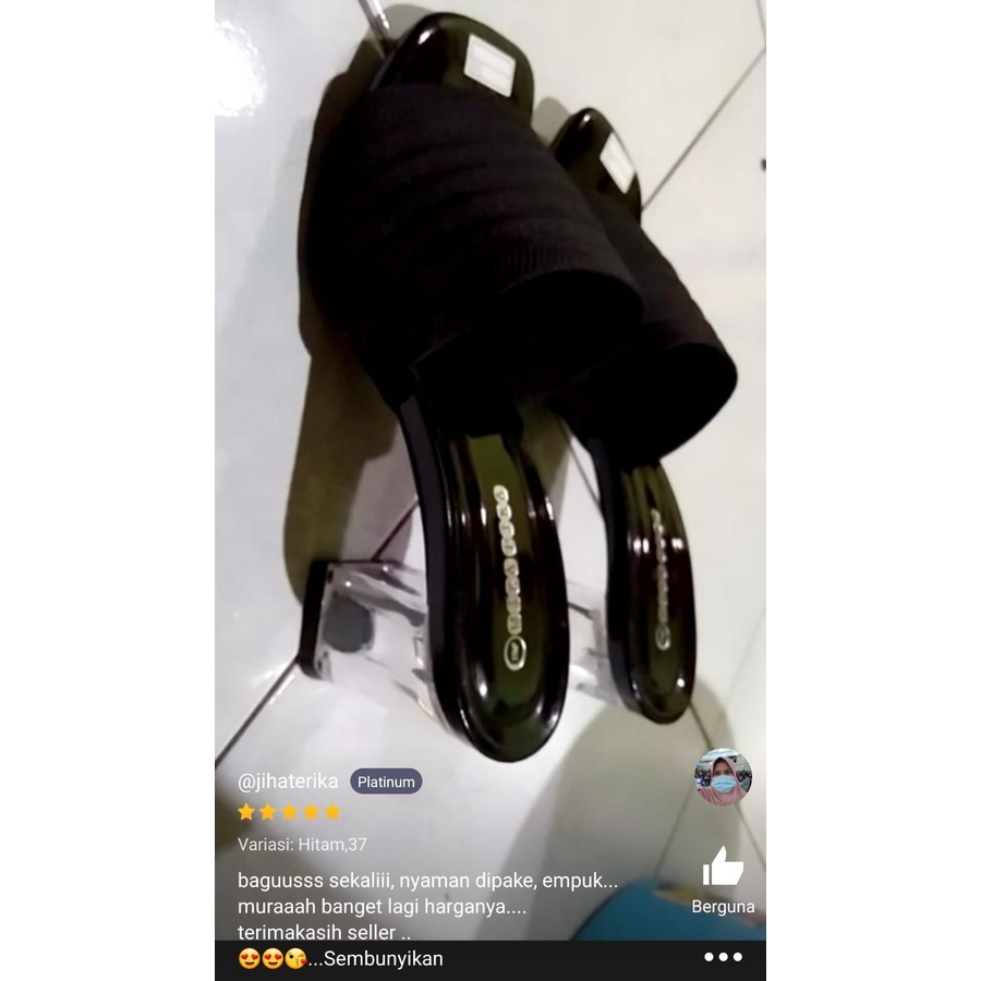 R9 Sandal Heels Wanita Rajut Veena