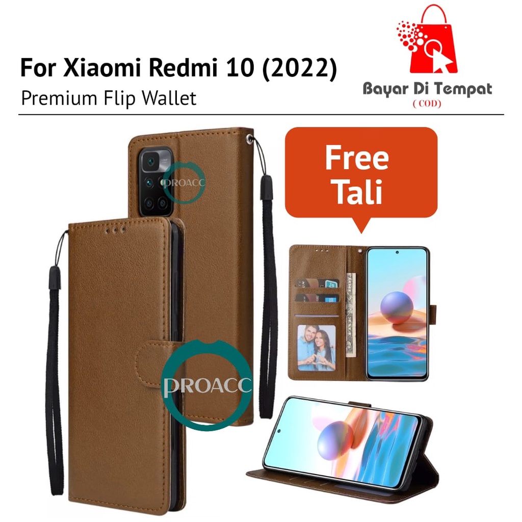 Case Wallet Leather XIAOMI REDMI 10 (2022) casing hp leather dompet kulit flip cover standing case h