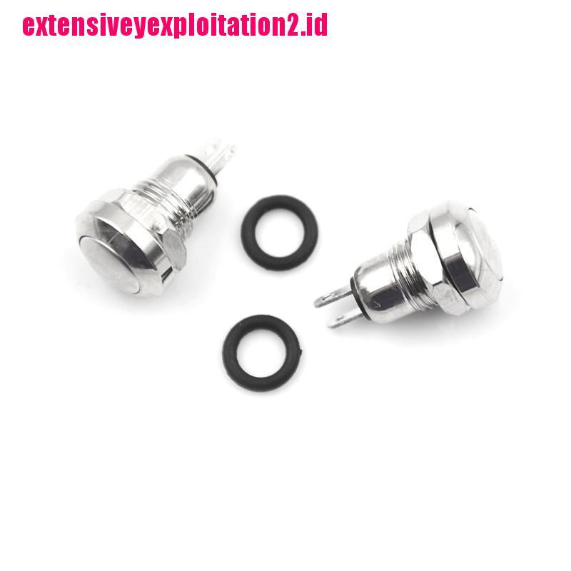 &lt; E2id &amp; &gt; 2pcs Tombol Tekan Momentary Micro 2Pin 8mm Anti Air Bahan Metal