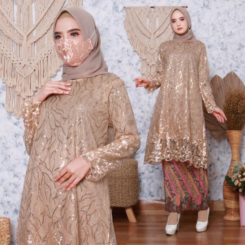 SETELAN TUNIK TULLE PREMIUM/REAL PICT/KEBAYA TULLE MODERN/KEBAYA TUNIK