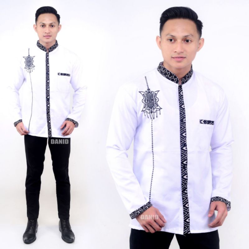 BAJU KOKO MUSLIM PRIA DEWASA LENGAN PANJANG KEMKO KURTA PUTIH HADROH TAKWA