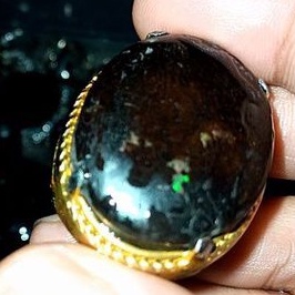 batu cincin black oval Banten jarong hijau original