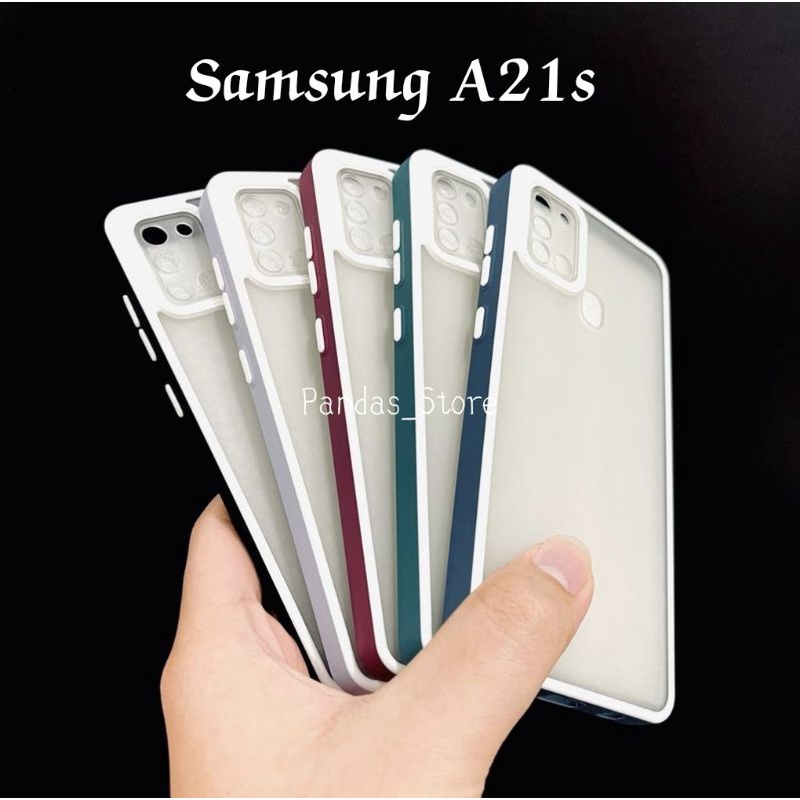 Pro Hybird Samsung A21s Softcase Halus dan Elegan / Pinggiran Garis Putih Keren (Pandas)