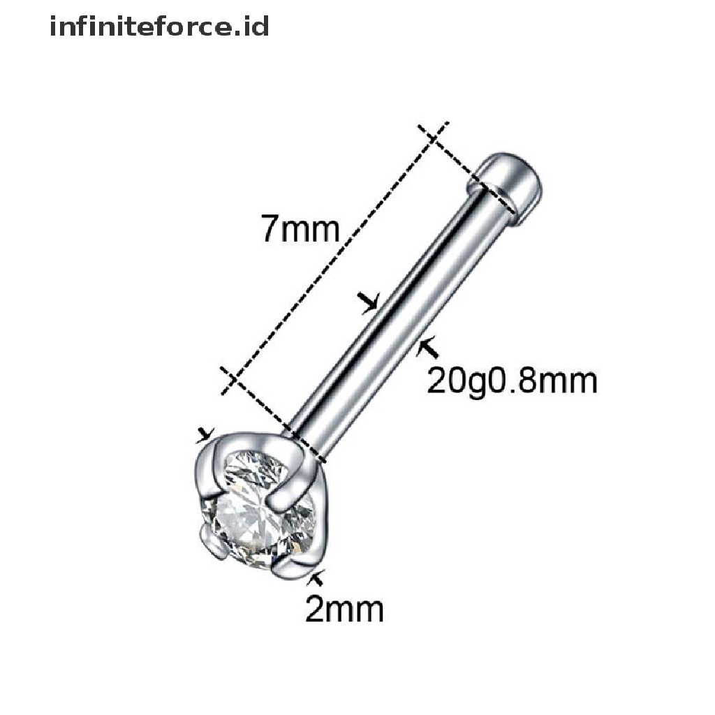 Infiniteforce.id 5pcs / Set Cincin Tindik Hidung / Tubuh 20g Hias Kristal