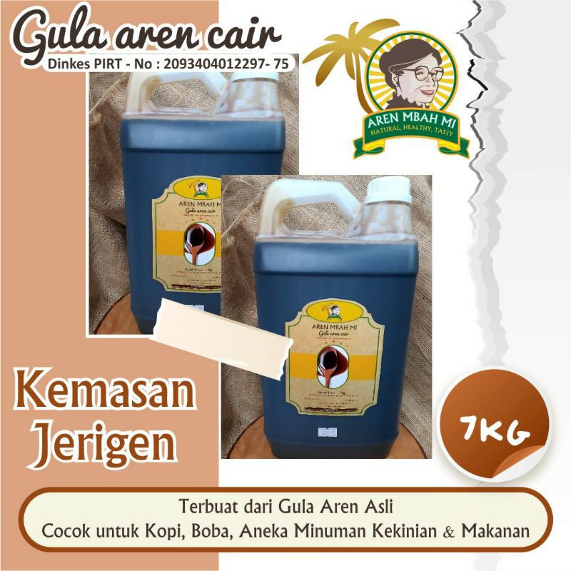 

( Aren Mbah Mi ) Gula aren cair asli berat isi 7kg. kemasan jerigen 5 liter