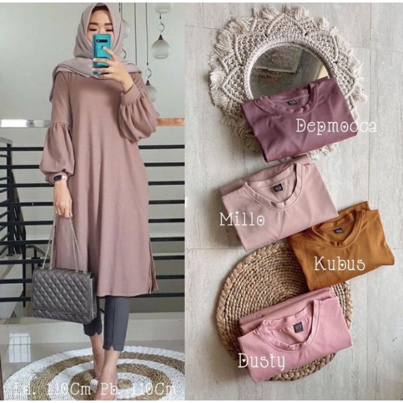 Tunik Wanita Lengan Balon Tunik Jumbo Tunik Import Knit Tunik Dewasa Lengan Balon