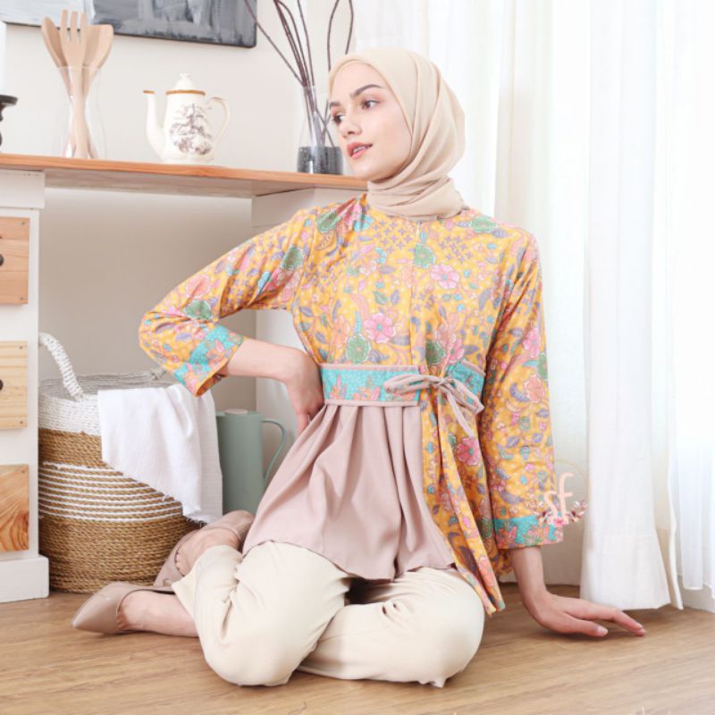 Batik wanita ASJ SA HRB026 Kenongo Kemeja Tosca Pendek-4
