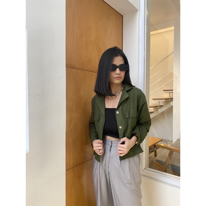 LALU OUTER BY WEAR LABEL (LINEN)-Army