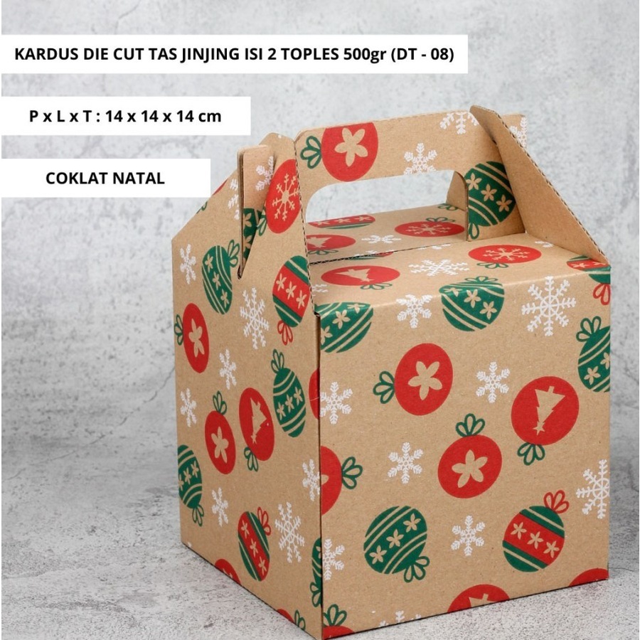 

kardus hampers 2 toples 500 gr dus tenteng kue kering box jinjing packaging merry christmas ukuran 14x14x14 cm