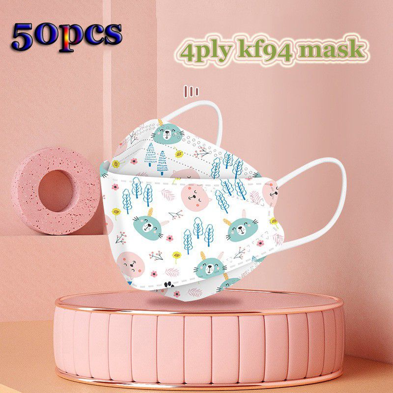 50PCS MASKER KF94 ANAK MOTIF KARAKTER KARTUN 4PLY EARLOOP 3D UNTUK USIA SEKOLAH PAUD TK SD UNICORN