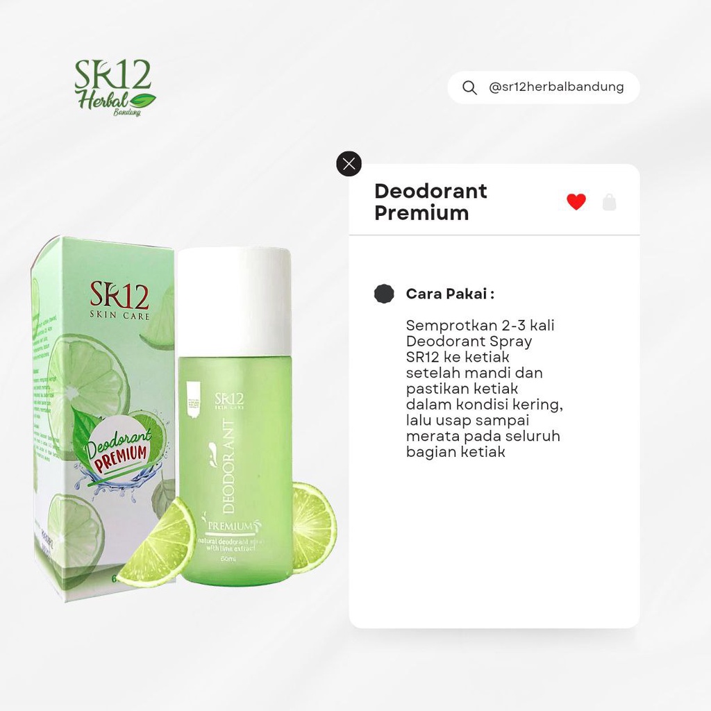 SR12 Deodorant Spray 60ml Penghilang Bau Badan Keringat Non Alkohol Antiperspirant Mencerahkan Kulit Ketiak