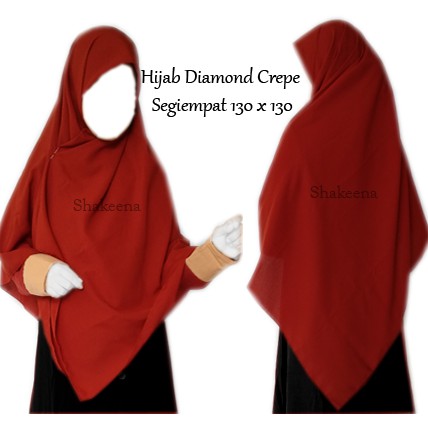 Jilbab segiempat polos diamond crepe 130x130