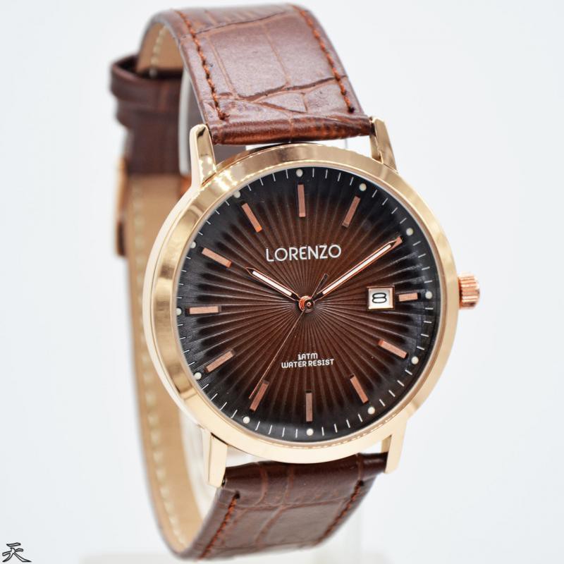 Jam Tangan Diameter Besar Untuk Pria Tali Kulit Lorenzo 1084 Original