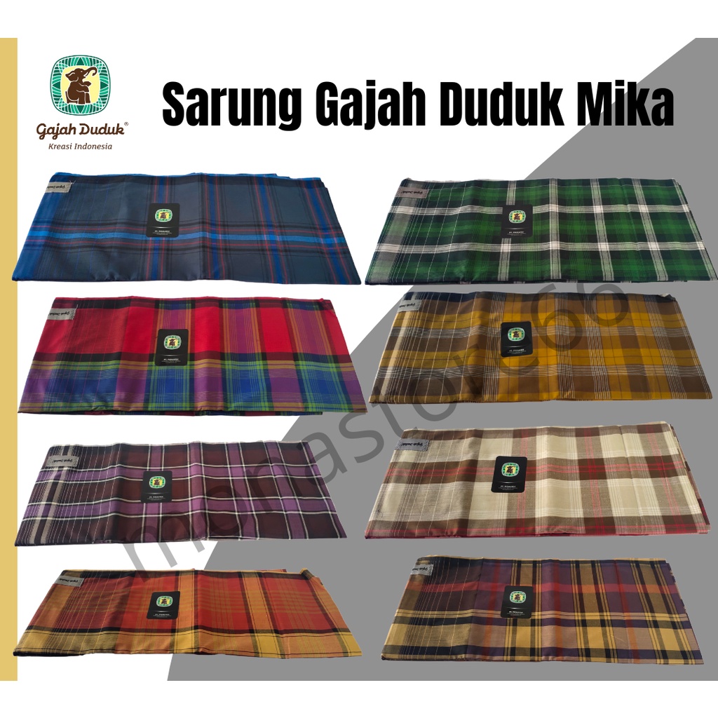 Sarung Dewasa Gajah Duduk Mika Zipper Motif Kotak-Kotak