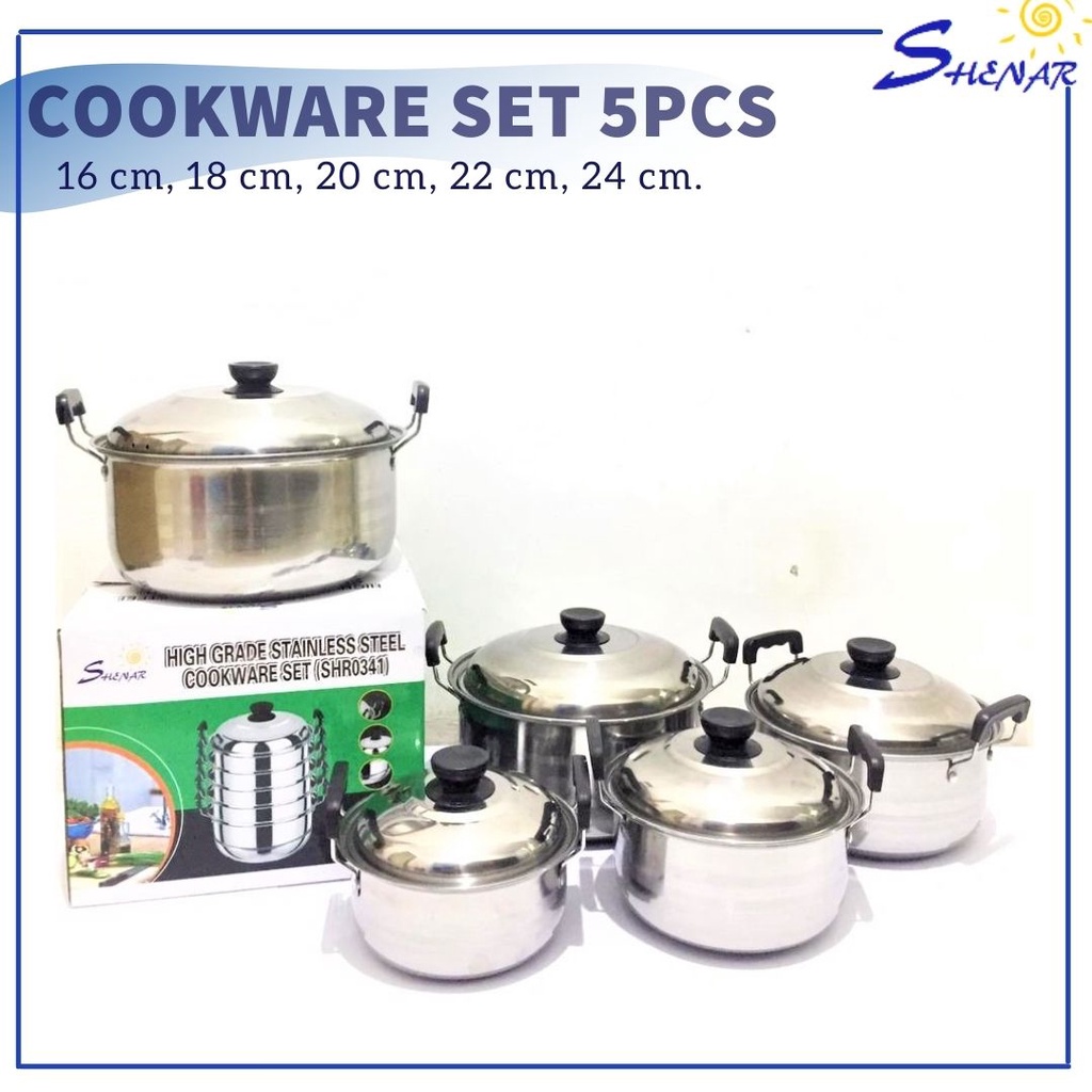 SHENAR , PANCI SUSUN STAINLESS SERBAGUNA PANCI DENGAN TUTUP ANTI KARAT ALAT MASAK SET SERBAGUNA - BISA COD