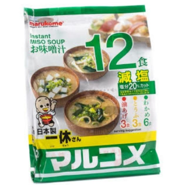 

[12 Pcs] Marukome Instant Miso Soup LESS SALT - Ikkyu San Instan Sup