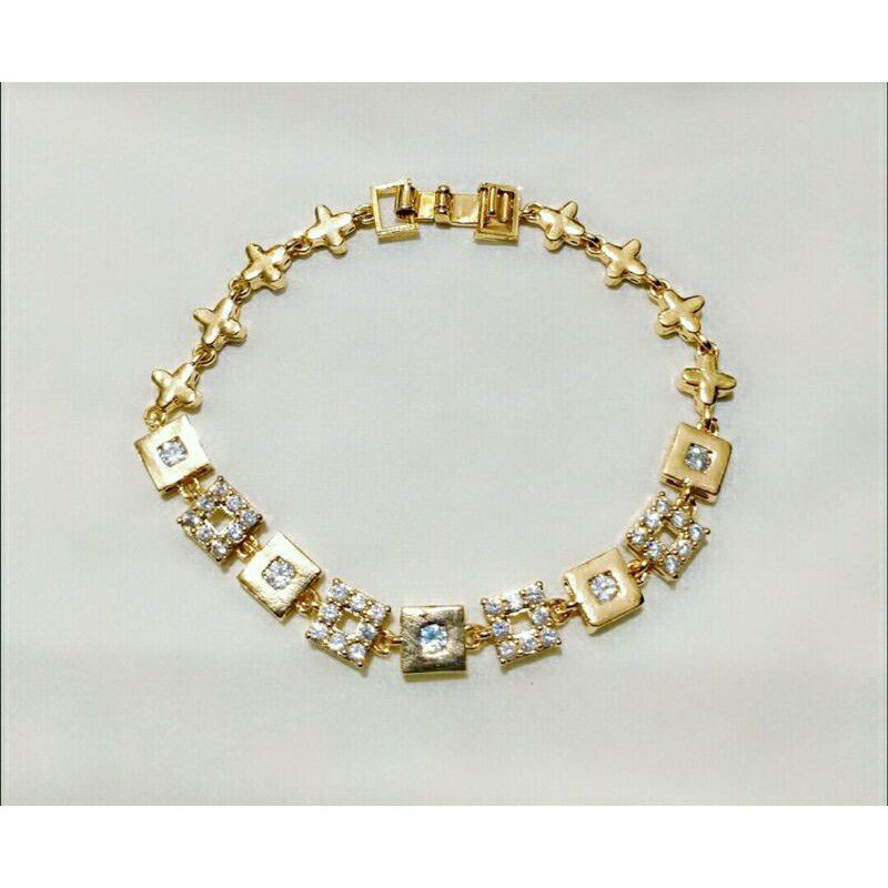 fourfashion gelang xuping dewasa permata motif kotak
