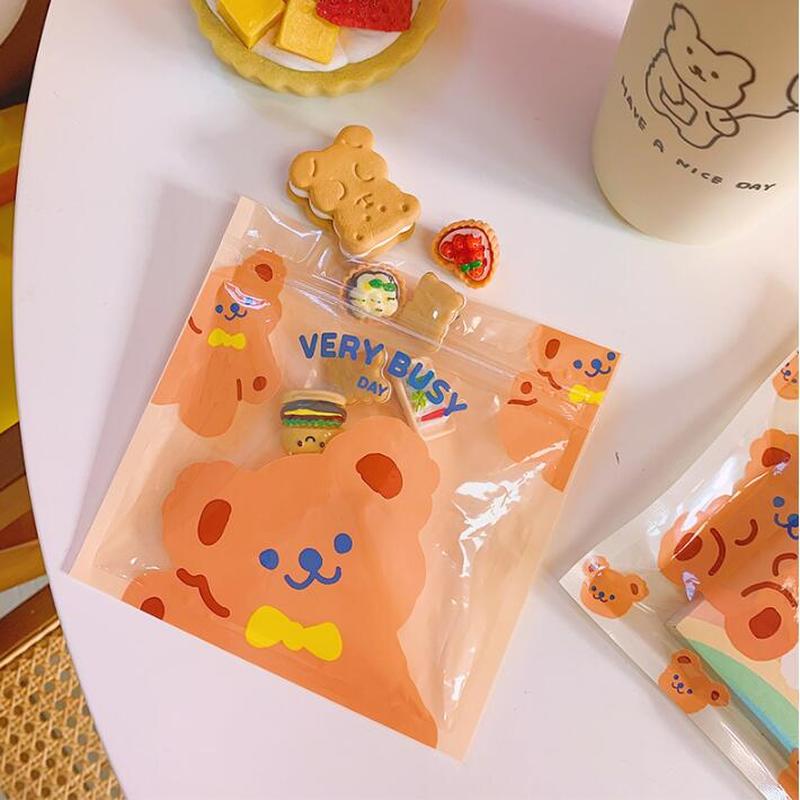 Magic789 Tas Ritsleting Penyimpanan Kartun Yang Indah Untuk Kue Kering Makanan Ringan Alat Tulis Organizer Souvenir Tas Hadiah Kecil Beruang Gadis Kecil Sealing Pouch