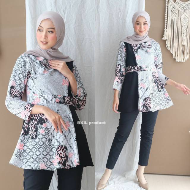 tey-17 Batik wanita ASJ SA HRB026 Kenongo Kemeja Tosca Pendek-2