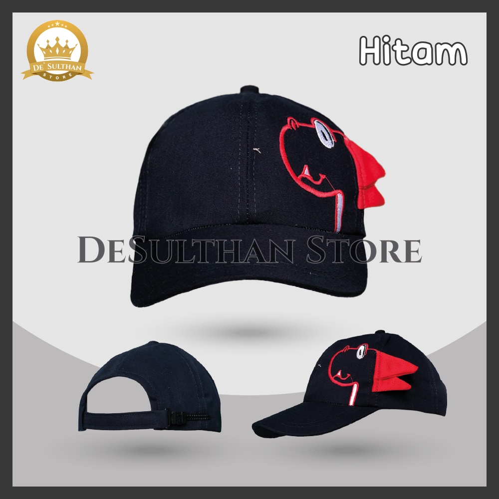 Topi Anak Laki Laki Perempuan DINOSAURUS 2 - 9 Tahun Bordir 4 Warna Karakter Kartun High Quality Unisex Dino, Hitam, Kuning, Maroon, Merah, Baseball, Bucket Dinosaurus, Pengait Rel, Original, Termurah, Terlaris, Ori, Korea-2