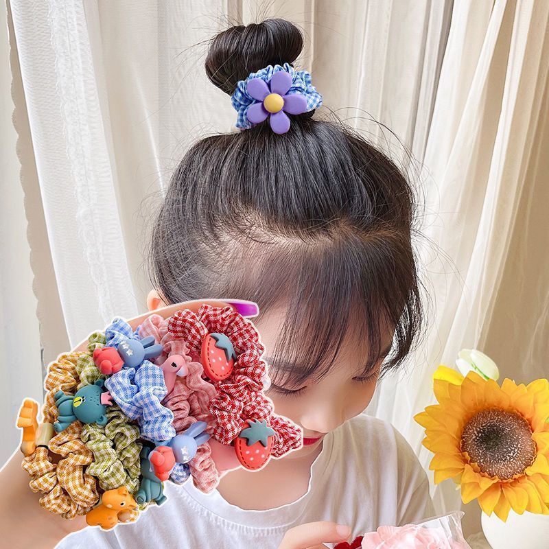 Grosir - F1017 Kuncir Rambut Scrunchie 10PCS / Ikat Rambut 3D / Karet Rambut Anak / Aksesoris Rambut Wanita