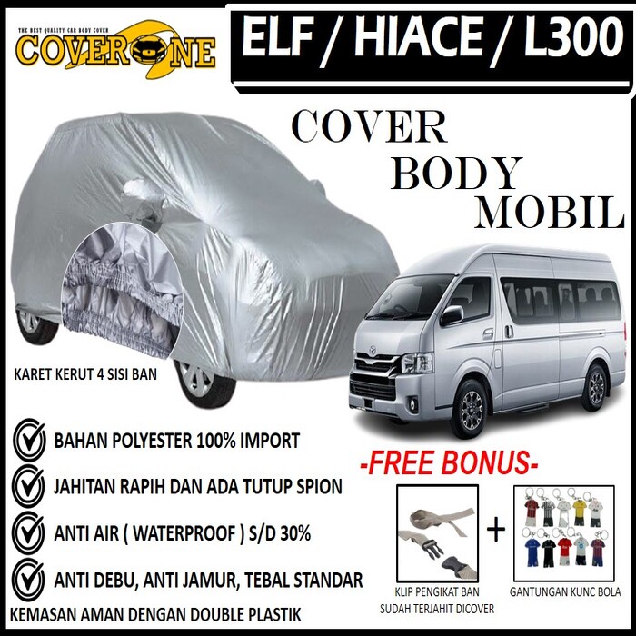 Selimut Sarung Body Cover Mobil Elf Hiace L300 / Mantel Penutup Mobil Elf Hiace L300 / Cover Mobil Outdoor Indoor / Selimut Mobil / Sarung Mobil / Cover Mobil Waterproof Anti Air Free Pengikat Ban