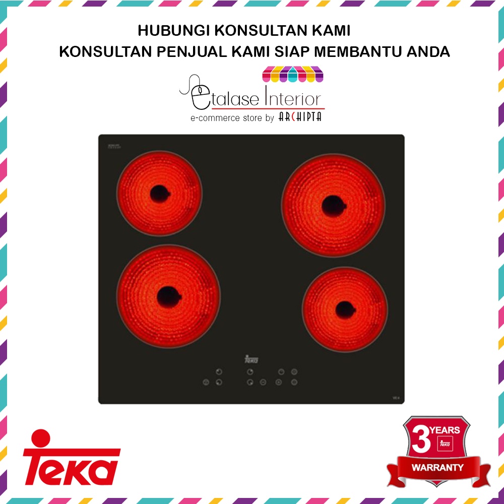 Teka - Kompor Listrik Vitroceramic Tanam Build In 4 Tungku VE4 Frameless