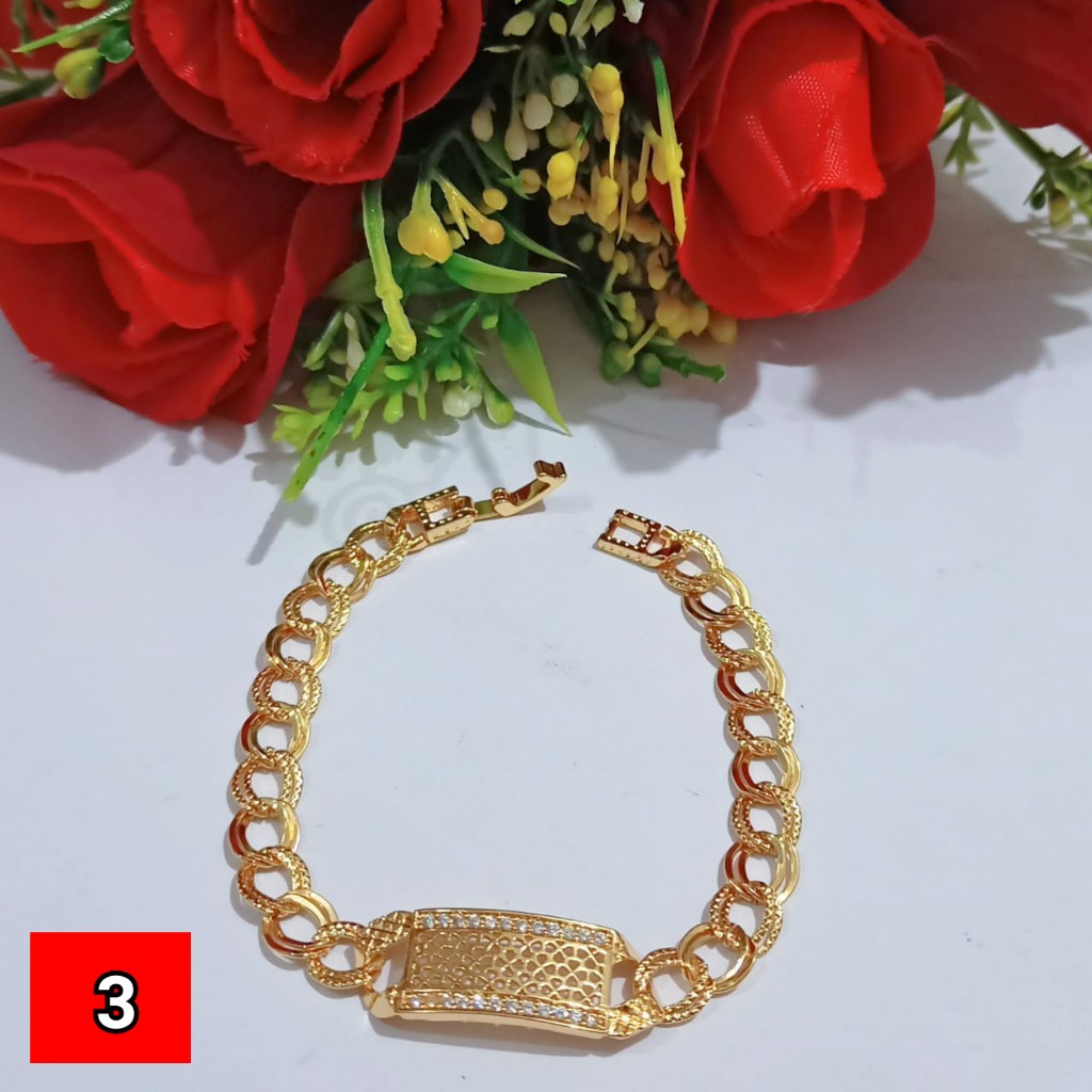 Gelang Dewasa plat permata mewah ANTI KARAT(COD)