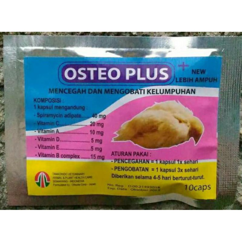OSTEO PLUS OBAT LUMPUH PINCANG AYAM MENCEGAH & MENGOBATI KELUMPUHAN AYAM UNGGAS 10 KAPSUL