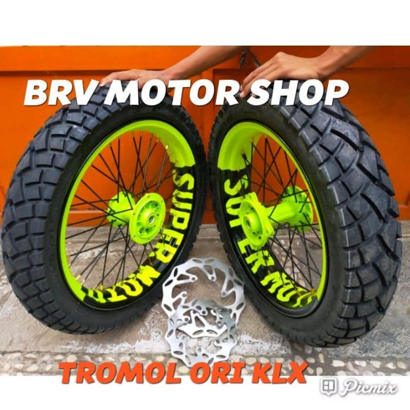 sepaket velg super moto klx d tracker 150 full set - whellset KLX  Honda Crf150L  full set siap paka