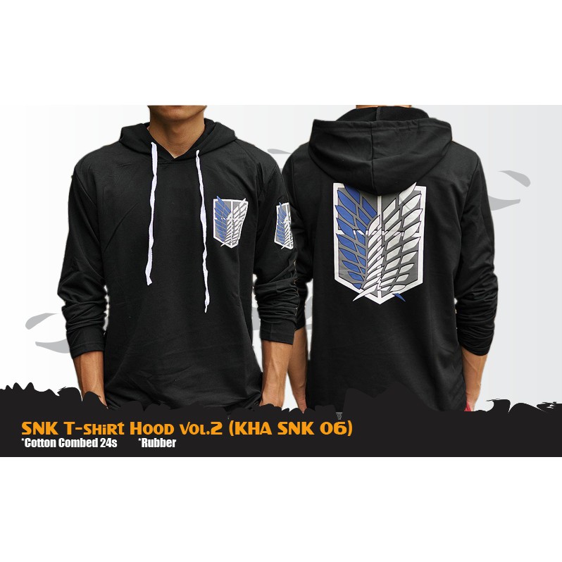 Kaos Hoodie Anime Attack on Titan Hitam Lengan Panjang - KHA SNK 06