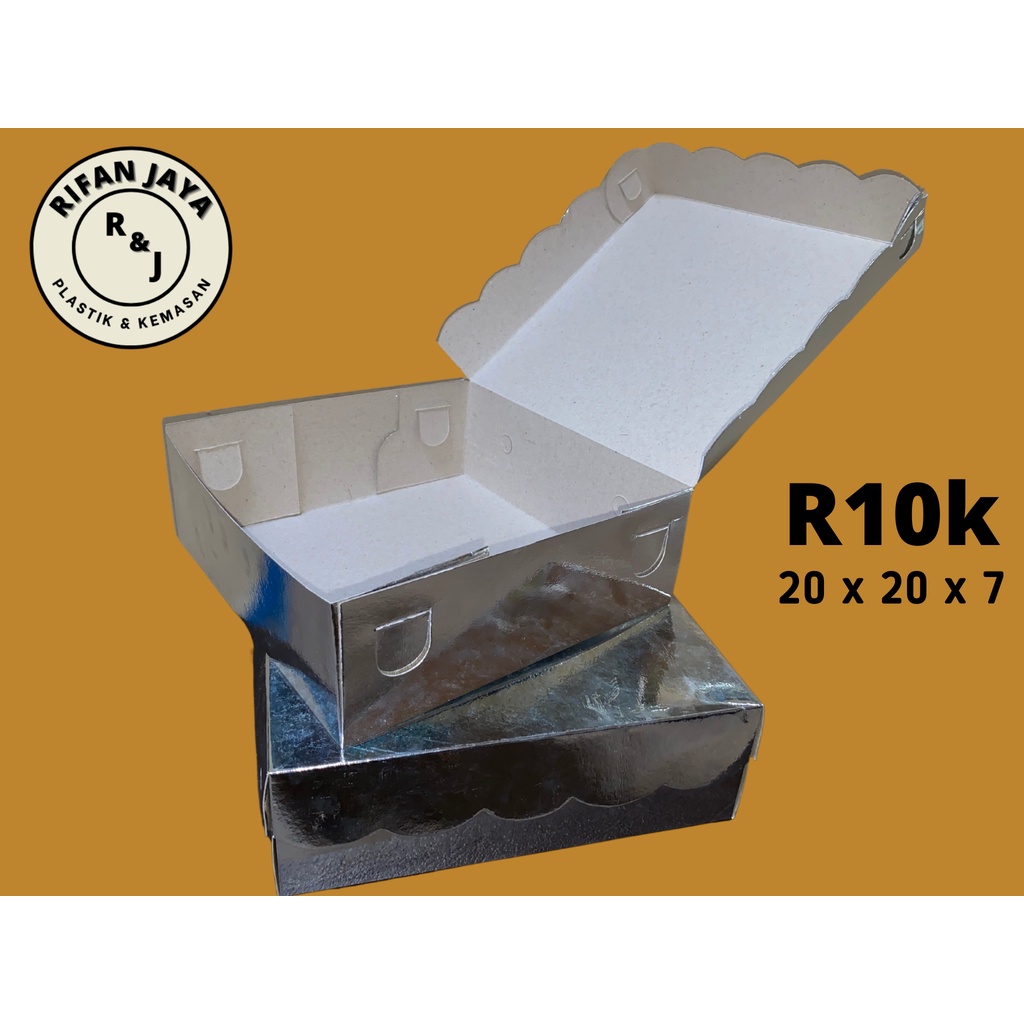 

BOX NASI / KOTAK NASI / DUS KUE R10k Silver polos putih uk. (P x L x T) 20cm x 20cm x 7cm