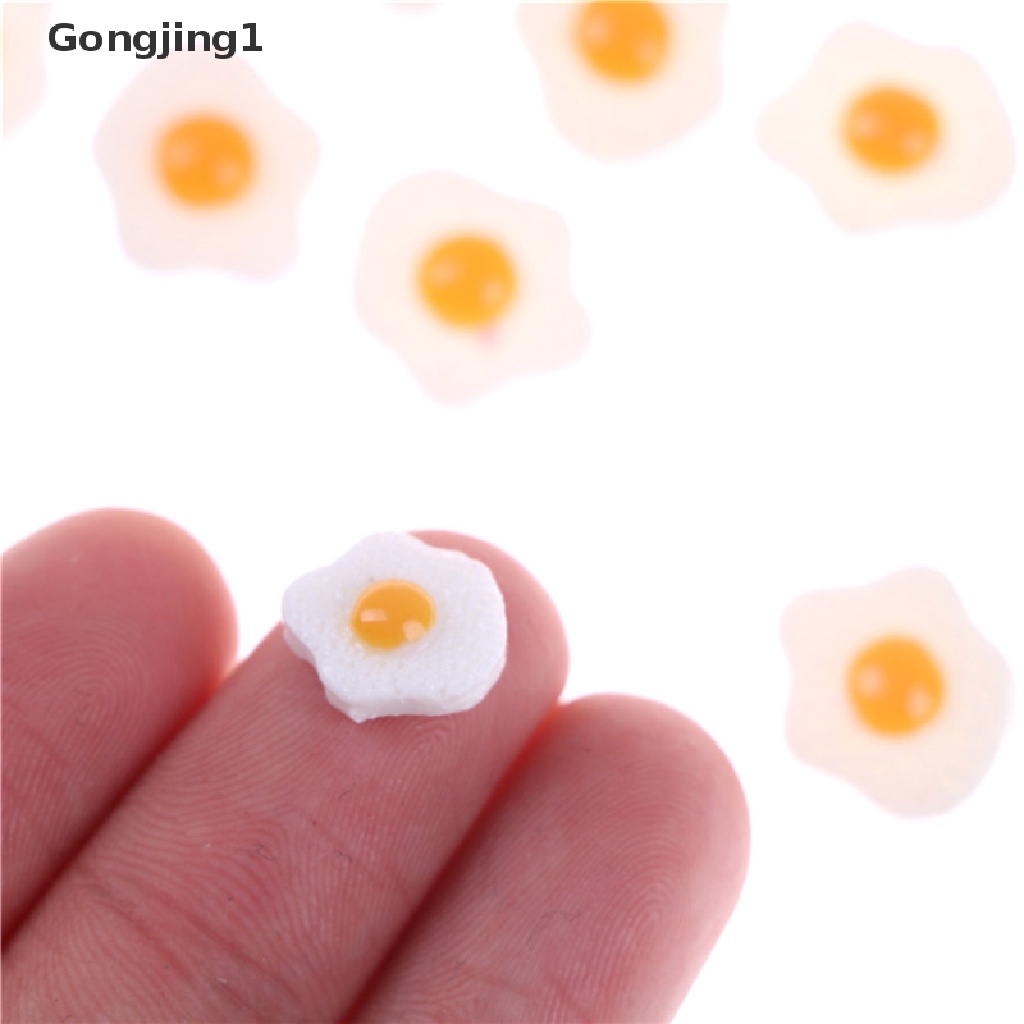 Gongjing1 10pcs Miniatur Telur Ceplok Bahan Resin Skala 1: 12 Untuk Rumah Boneka