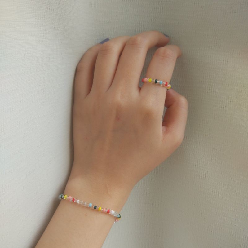 [Beads Ring Bracelet Cincin Gelang Manik] Jennie BLACKPINK Set