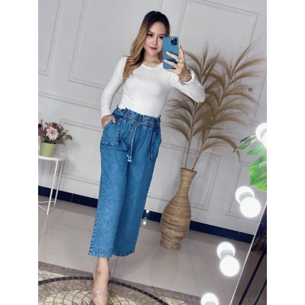 Celana Wanita Kulot Jeans Snow Kekinian