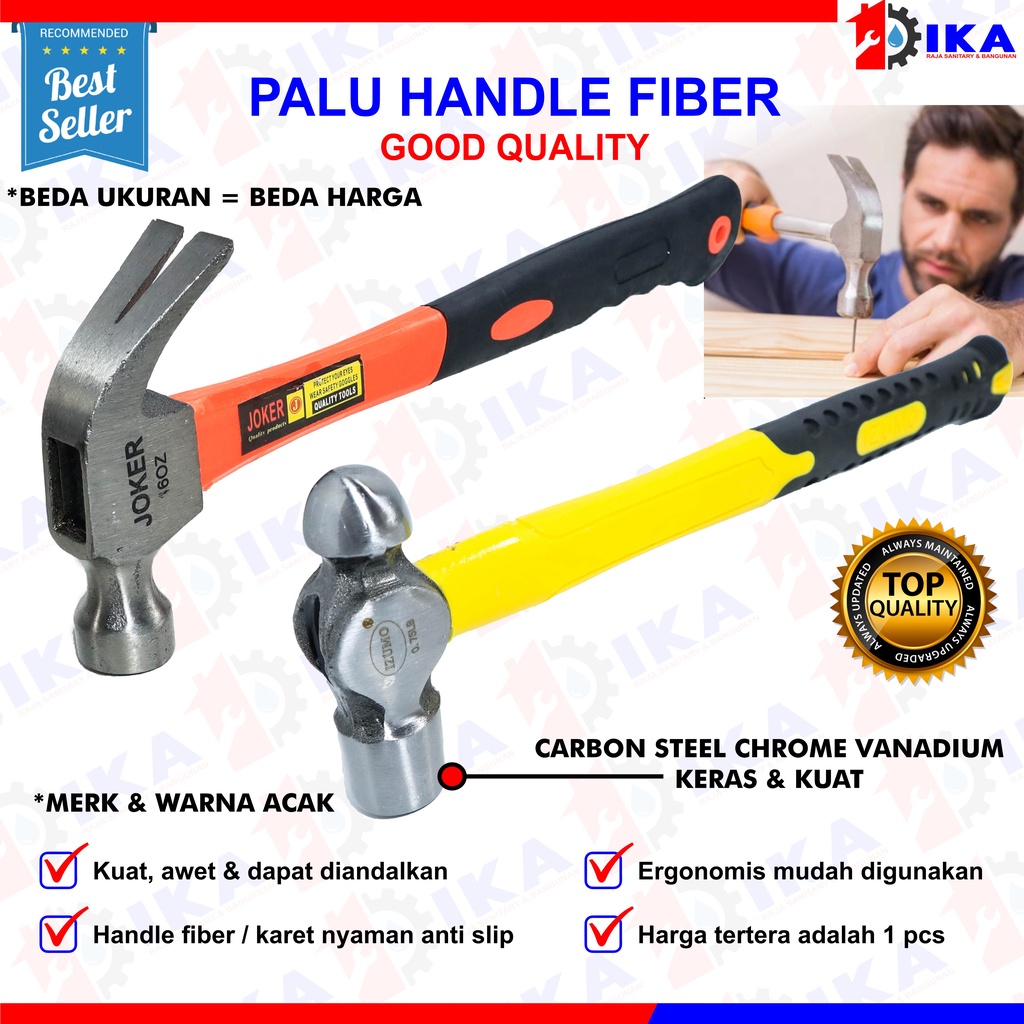 Palu Kambing Claw Hammer 8 Oz Martil Cungkil Paku Gagang Fiber 8oz IKA-OFFICIAL Palu Kambing Claw Hammer 8 oz Palu Martil  Termurah Berkualitas