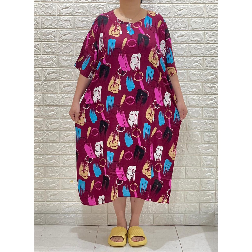 DASTER  BALI ABSTRAK SUPER JUMBO SIZE 3XL MODEL KANCING DAN BERLENGAN DRESS HAMIL &quot;REAL PICT&quot;