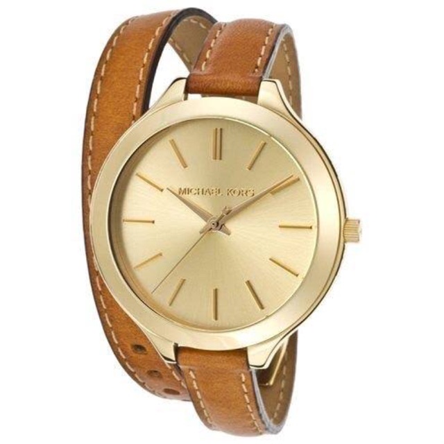 Michael Kors Runaway Champagne Dial Tan Leather Ladies Watch MK2256 Original