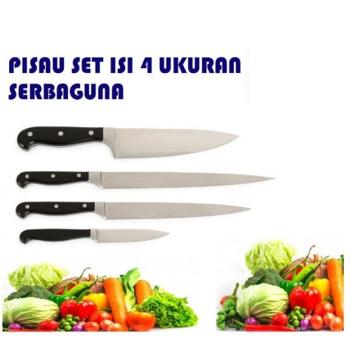 

Pisau dapur set isi 4 ukuran serbaguna / pisau stainless steel berkualitas 417