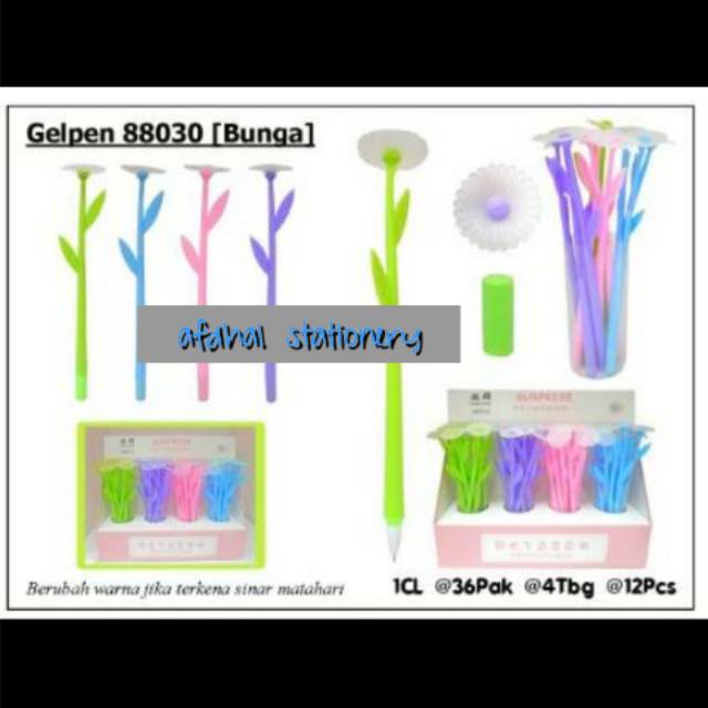 

Pen gel bunga 1 box isi 48 pcs berubah warna jika terkena sinar matahari