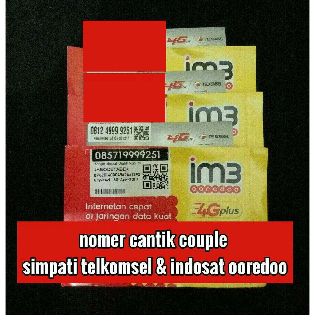 nomer cantik couple / pasangan simpati telkomsel dan indosat ooredoo