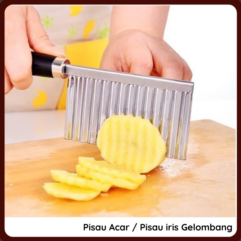 Pisau irisan Acar Gelombang stainless / Pisau Acar Hias Buah Dan Sayur