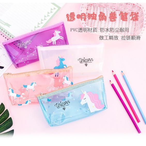 

PENCIL CASE TRANSPARAN UNICORN DESIGN / DOMPET PENSIL - PUTIH