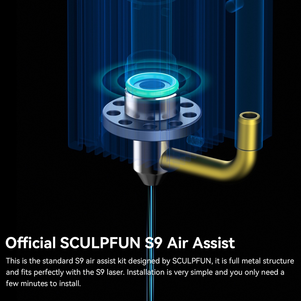 Sculpfun S9 Air Assist Nozzle Kit Dengan Pompa Udara Versi EU 220V Bahan Full Metal