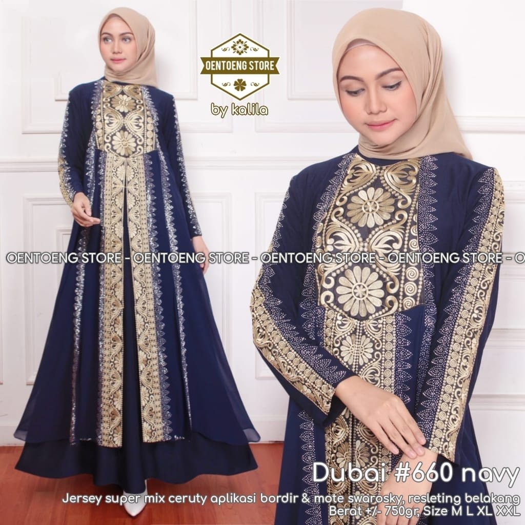 DUBAI #660 NAVY MUSTARD TOSCA BOTOL TURKEY Gamis Abaya Dress Arabian Style Wanita Ibu ibu Remaja Unt