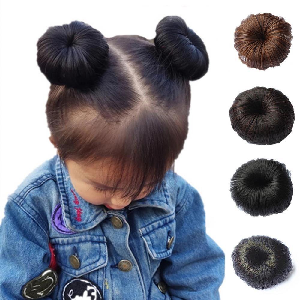 Preva 2PCS Wig Rambut Anak Perempuan Lucu Hiasan Kepala Hitam Coklat Alami Wig Sintetis